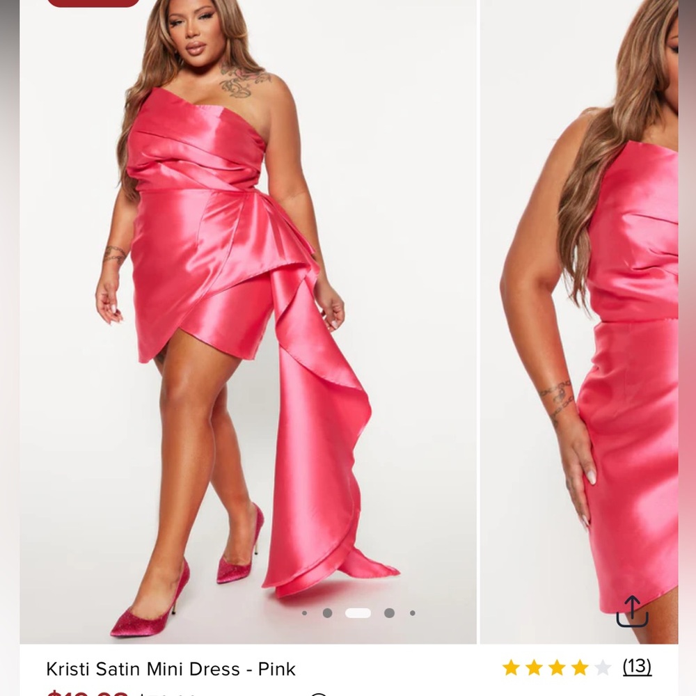 Fashion Nova Kristi Satin Asymmetrical Pink Mini Dress XL NWT
